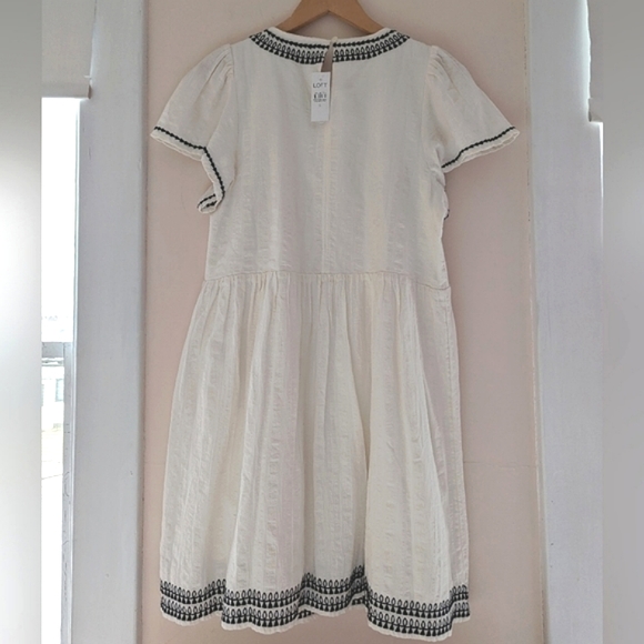 Loft cream off-white loose boho summer cotton dress small sz small NWT - Picture 2 of 16